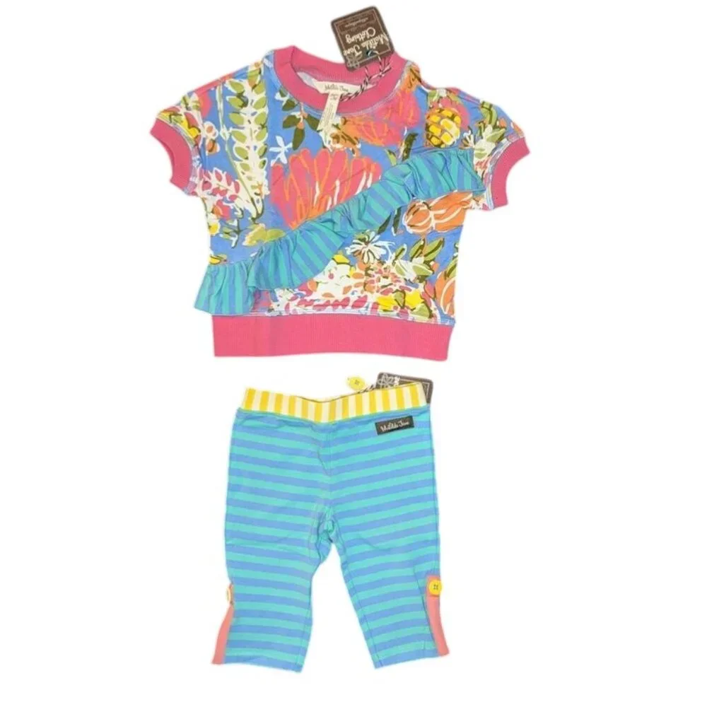NEW Matilda Jane Born To Be Brave Top Let's Be Loud Crop Leggings Set Outfit 2T
